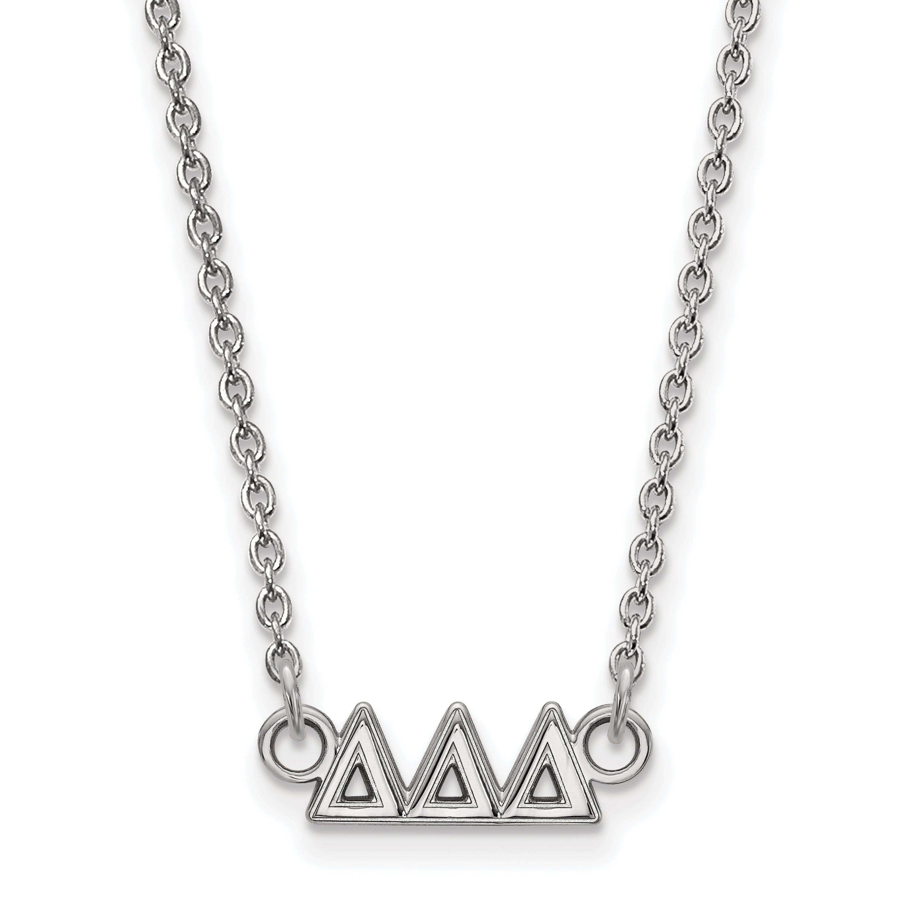 Sterling Silver Rhodium Plated Logoart Delta Sorority Greek Letters Extra Small Pendant 18 Inch Necklace