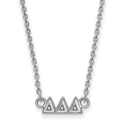 Sterling Silver Rhodium Plated Logoart Delta Sorority Greek Letters Extra Small Pendant 18 Inch Necklace