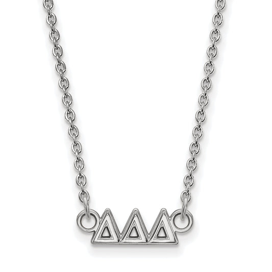 Sterling Silver Rhodium Plated Logoart Delta Sorority Greek Letters Extra Small Pendant 18 Inch Necklace