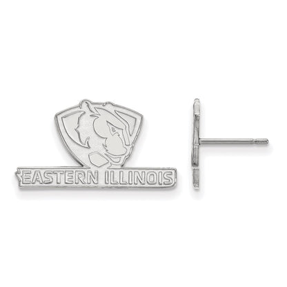 10K White Gold Logoart Eastern Illinois University Small Post Earrings