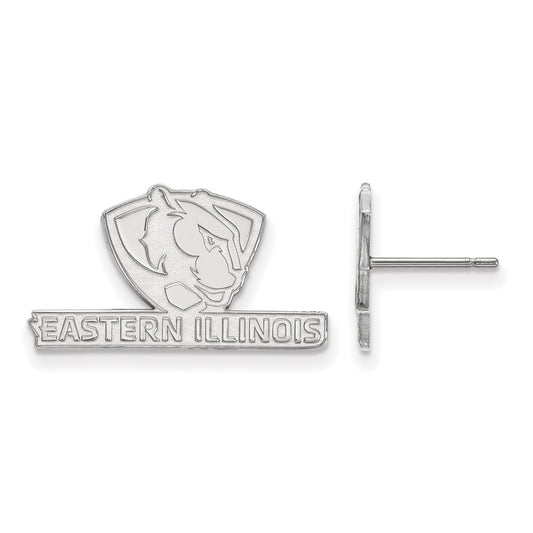 Sterling Silver Rhodium Plated Logoart Eastern Illinois University Small Post Earrings