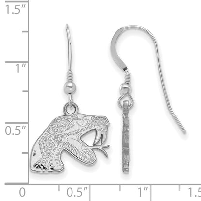 Sterling Silver Rhodium Plated Logoart Florida A And M University Rattler Small Dangle Wire Earrings