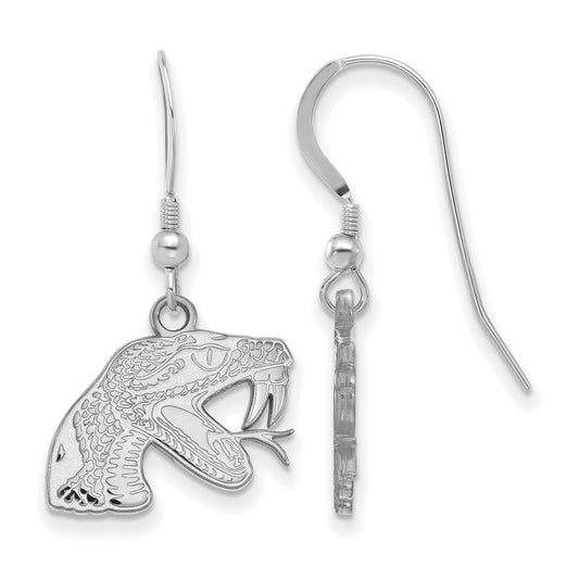 Sterling Silver Rhodium Plated Logoart Florida A And M University Rattler Small Dangle Wire Earrings