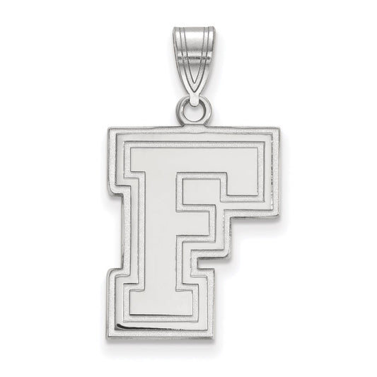 10K White Gold Logoart Fordham University Letter F Large Pendant