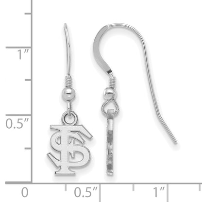 Sterling Silver Rhodium Plated Logoart Florida State University F S Extra Small Dangle Wire Earrings