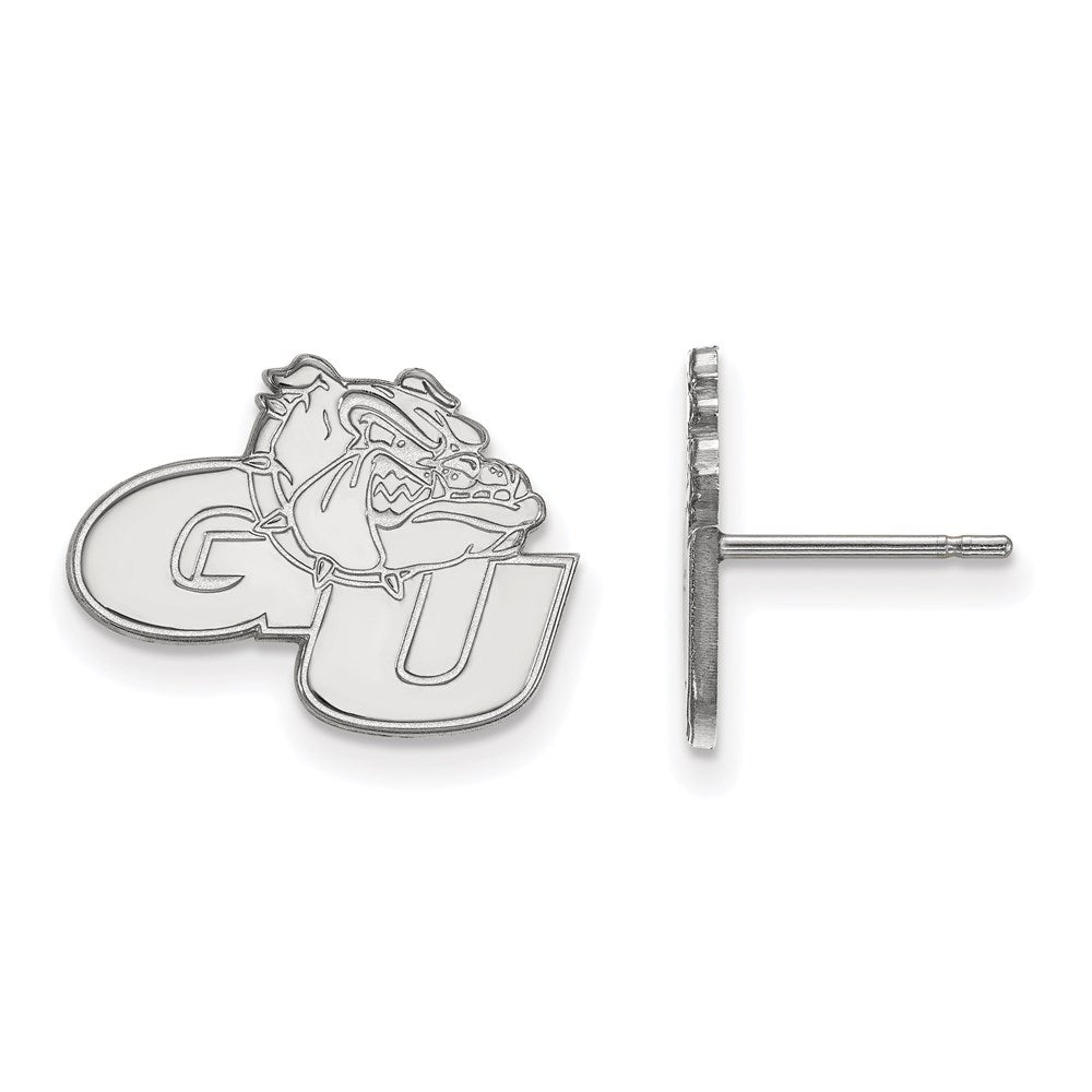 14K White Gold Logoart Gonzaga University G U Bulldog Small Post Earrings