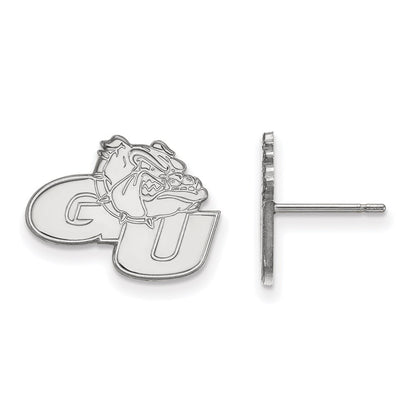 Sterling Silver Rhodium Plated Logoart Gonzaga University G U Bulldog Small Post Earrings