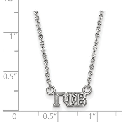 Sterling Silver Rhodium Plated Logoart Gamma Phi Beta Sorority Greek Letters Extra Small Pendant 18 Inch Necklace