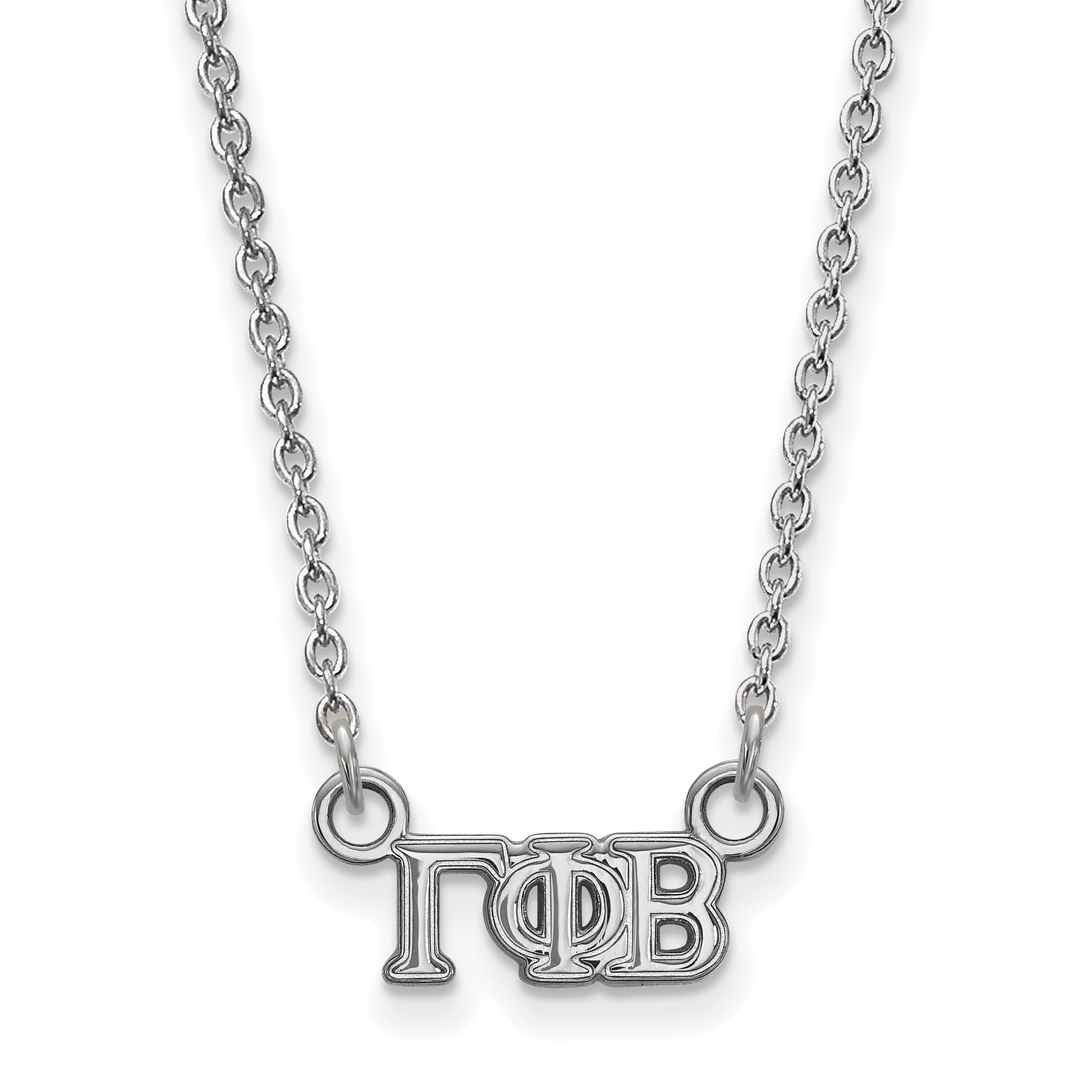 Sterling Silver Rhodium Plated Logoart Gamma Phi Beta Sorority Greek Letters Extra Small Pendant 18 Inch Necklace