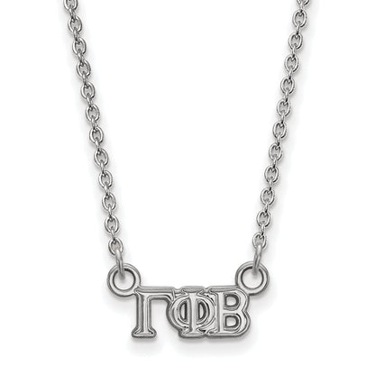 Sterling Silver Rhodium Plated Logoart Gamma Phi Beta Sorority Greek Letters Extra Small Pendant 18 Inch Necklace