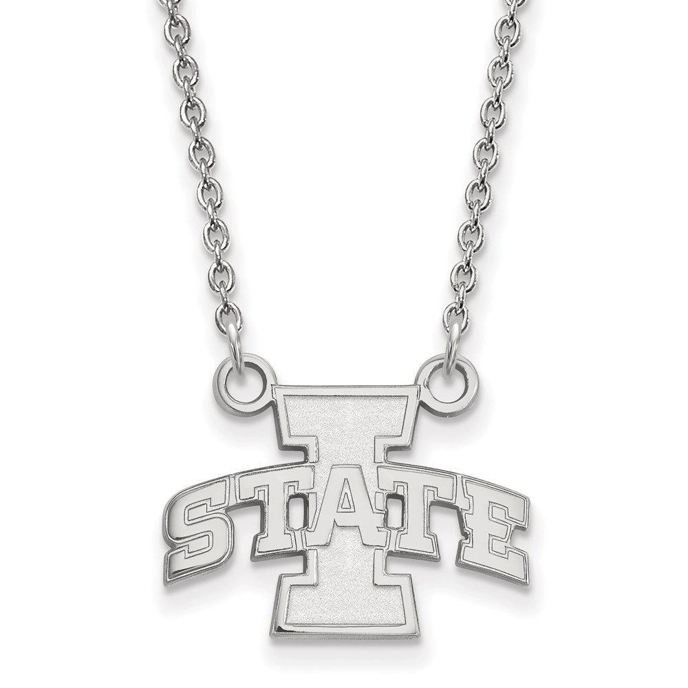 Sterling Silver Rhodium Plated Logoart Iowa State University Small Pendant 18 Inch Necklace