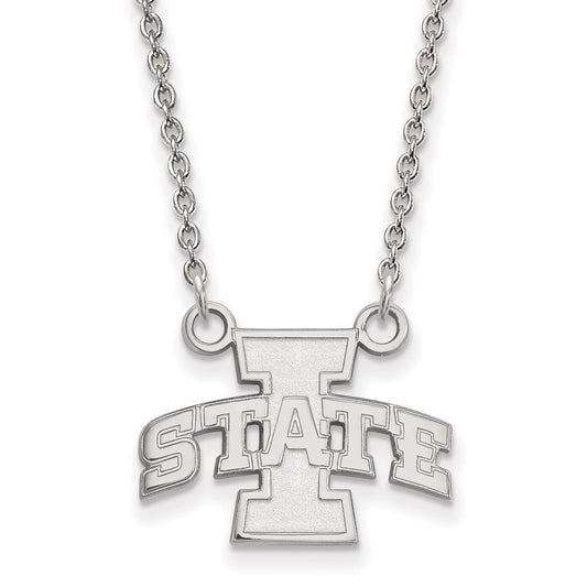 14K White Gold Logoart Iowa State University Small Pendant 18 Inch Necklace