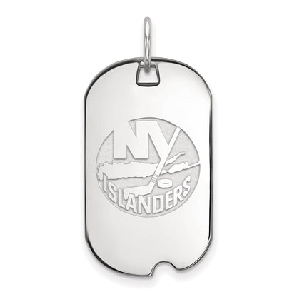 Sterling Silver Rhodium Plated Nhl Logoart New York Islanders Small Dog Tag Pendant