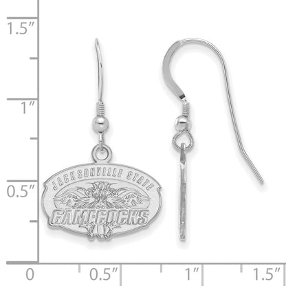 Sterling Silver Rhodium Plated Logoart Jacksonville State University Small Dangle Wire Earrings