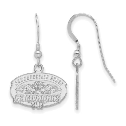 Sterling Silver Rhodium Plated Logoart Jacksonville State University Small Dangle Wire Earrings