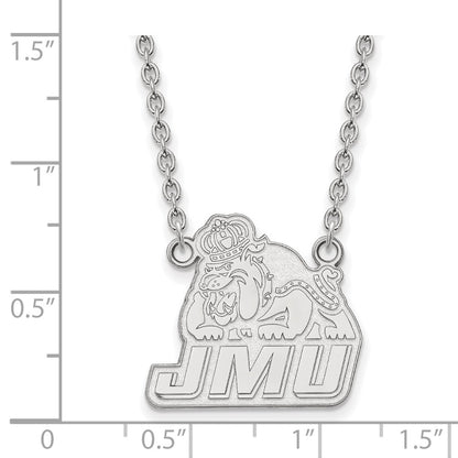 14K White Gold Logoart James Madison University Large Pendant 18 Inch Necklace
