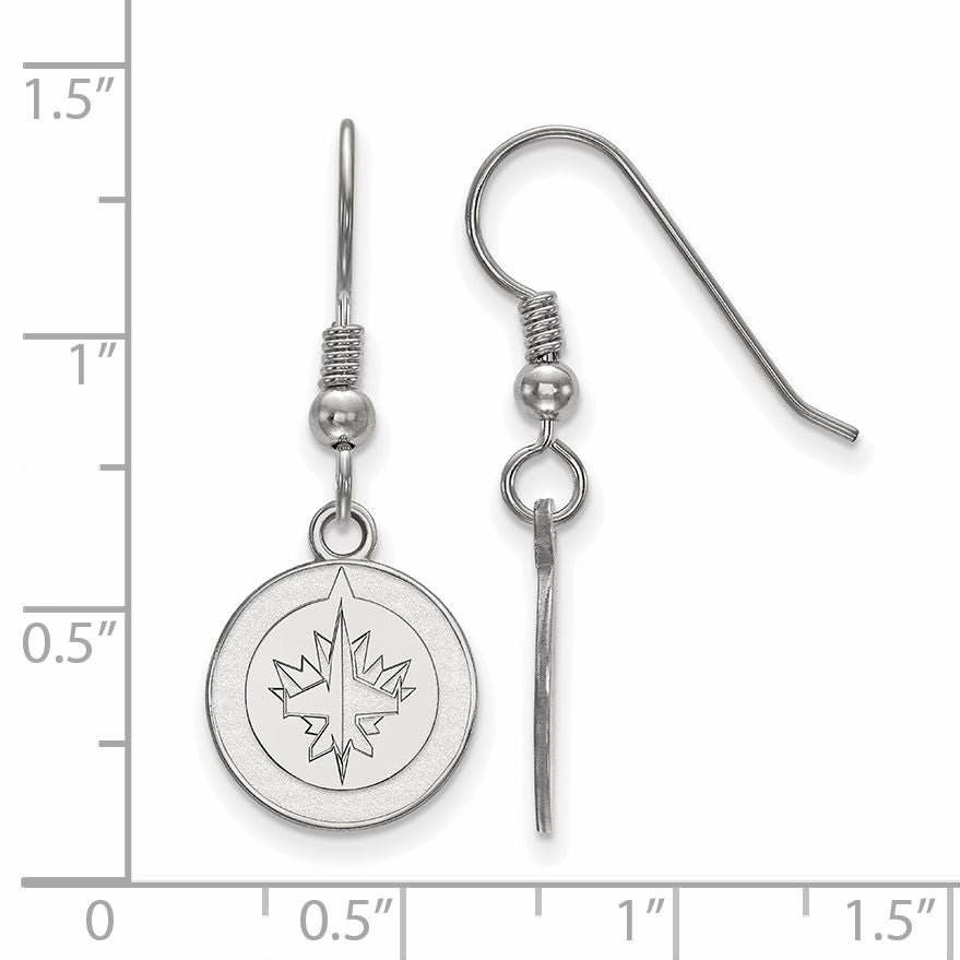 Sterling Silver Rhodium Plated Nhl Logoart Winnipeg Jets Small Dangle Earrings