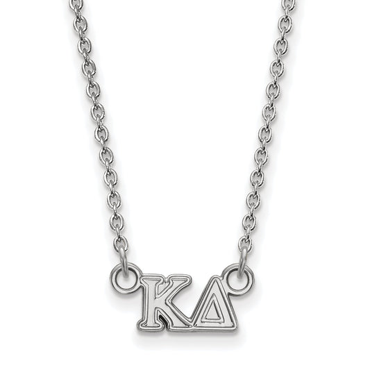 Sterling Silver Rhodium Plated Logoart Kappa Delta Sorority Greek Letters Extra Small Pendant 18 Inch Necklace