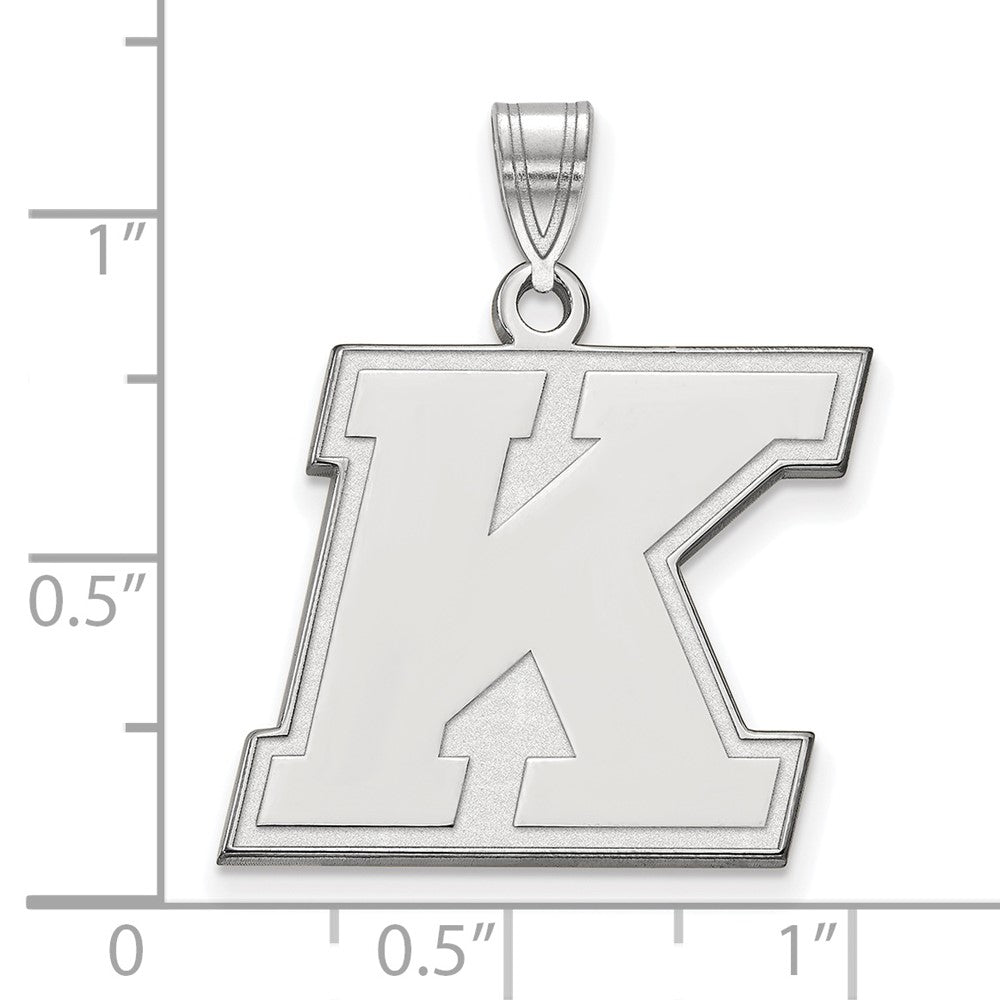 Sterling Silver Rhodium Plated Logoart Kent State University Letter K Large Pendant