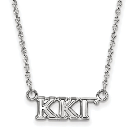Sterling Silver Rhodium Plated Logoart Kappa Gamma Sorority Greek Letters Extra Small Pendant 18 Inch Necklace