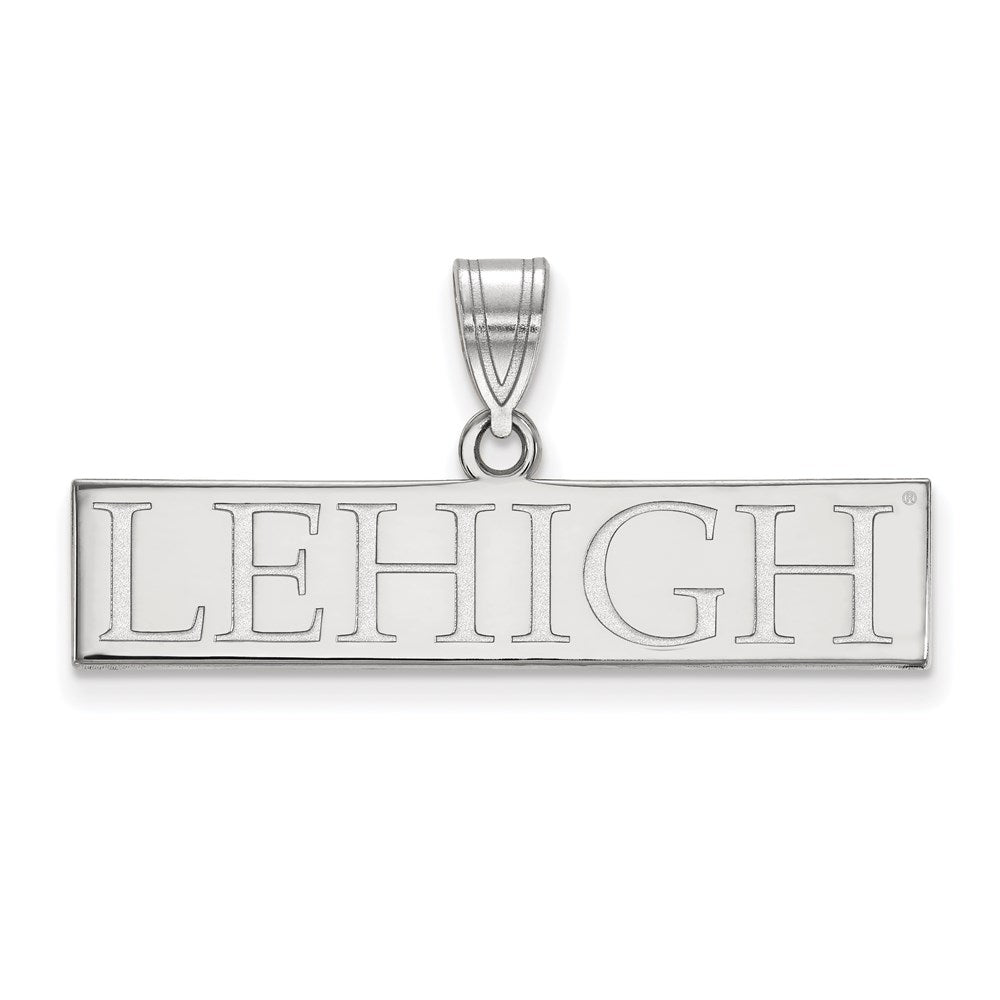 Sterling Silver Rhodium Plated Logoart Lehigh University Large Bar Pendant