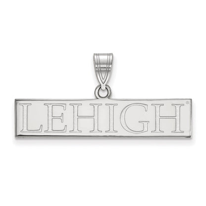 Sterling Silver Rhodium Plated Logoart Lehigh University Large Bar Pendant