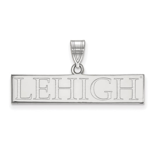 Sterling Silver Rhodium Plated Logoart Lehigh University Large Bar Pendant