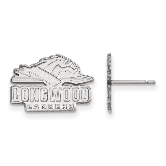 14K White Gold Logoart Longwood University Lancers Small Post Earrings
