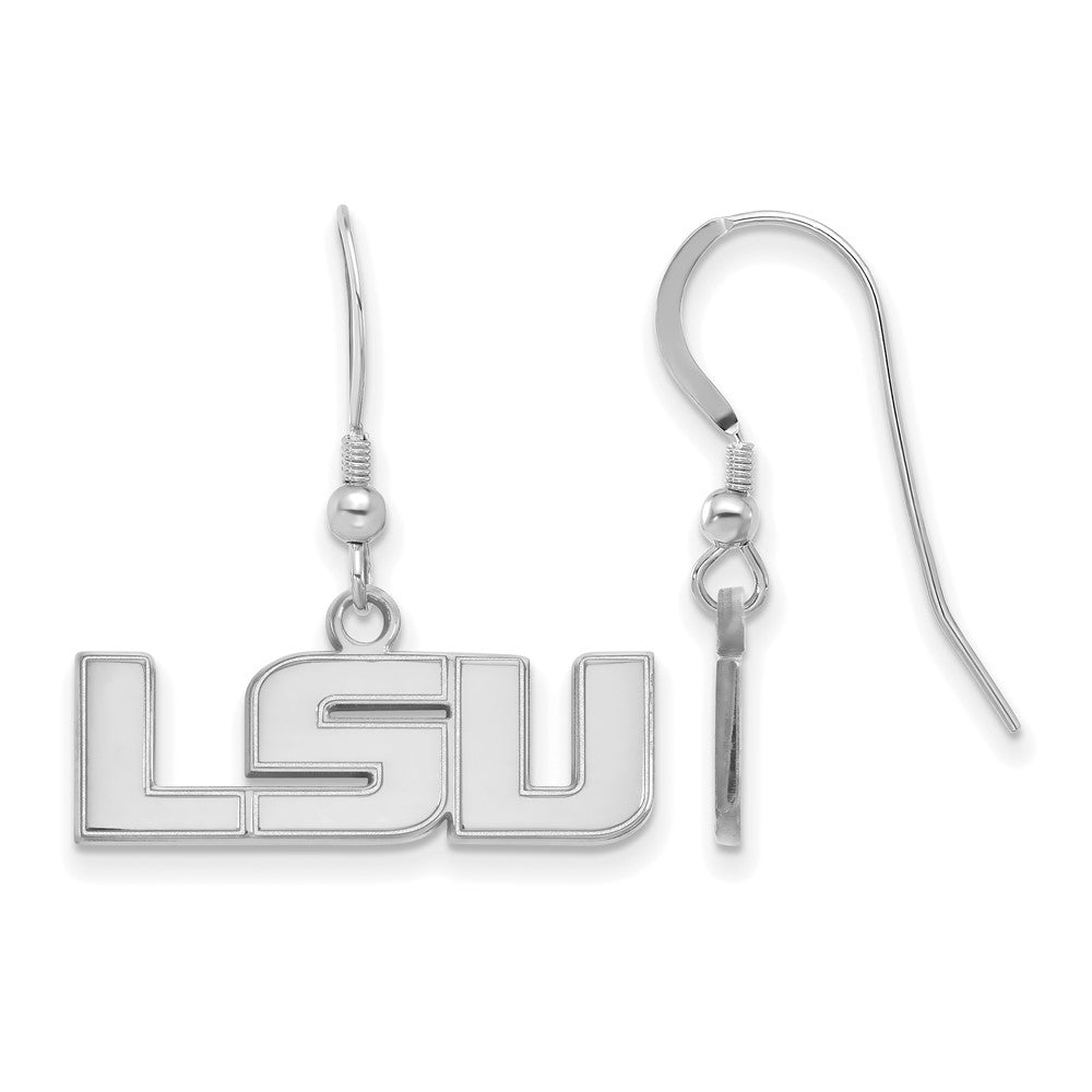 Sterling Silver Rhodium Plated Logoart Louisiana State University L S U Small Dangle Wire Earrings