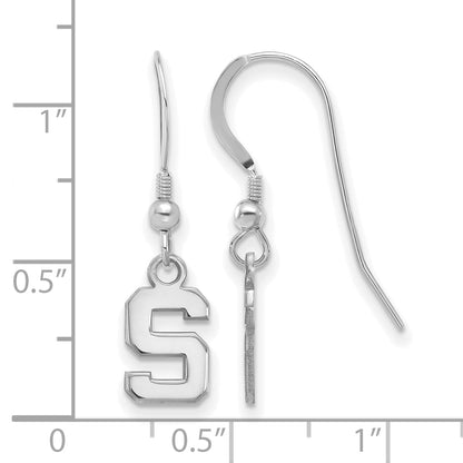 Sterling Silver Rhodium Plated Logoart Michigan State University Letter S Extra Small Dangle Wire Earrings