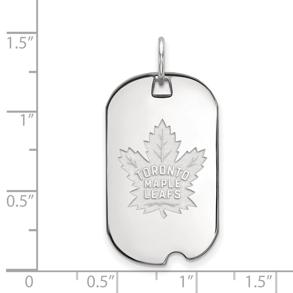 Sterling Silver Rhodium Plated Nhl Logoart Toronto Maple Leafs Small Dog Tag Pendant