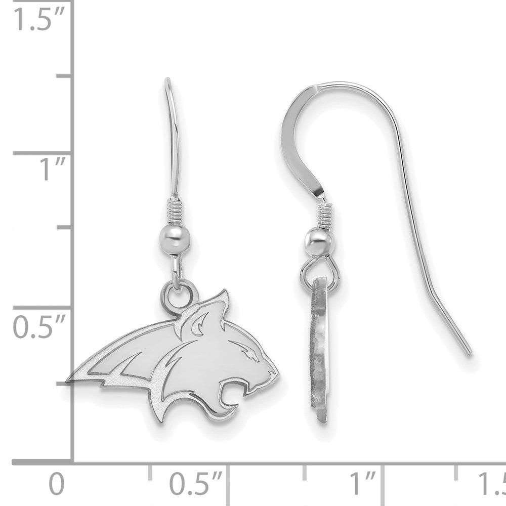 Sterling Silver Rhodium Plated Logoart Montana State University Bobcat Small Dangle Wire Earrings