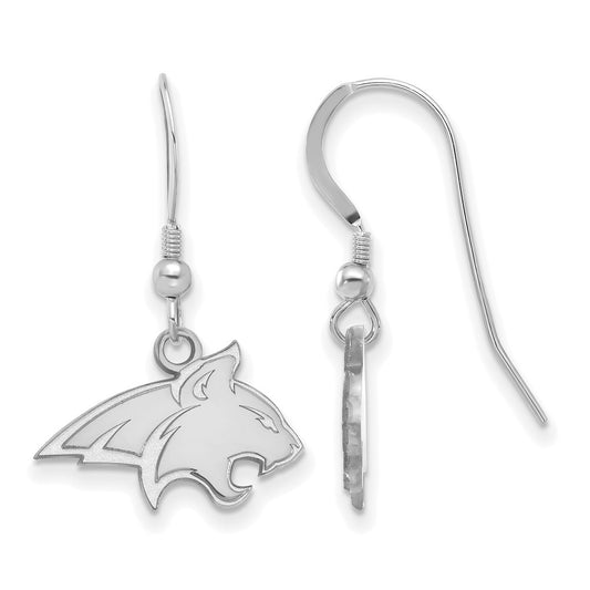 Sterling Silver Rhodium Plated Logoart Montana State University Bobcat Small Dangle Wire Earrings