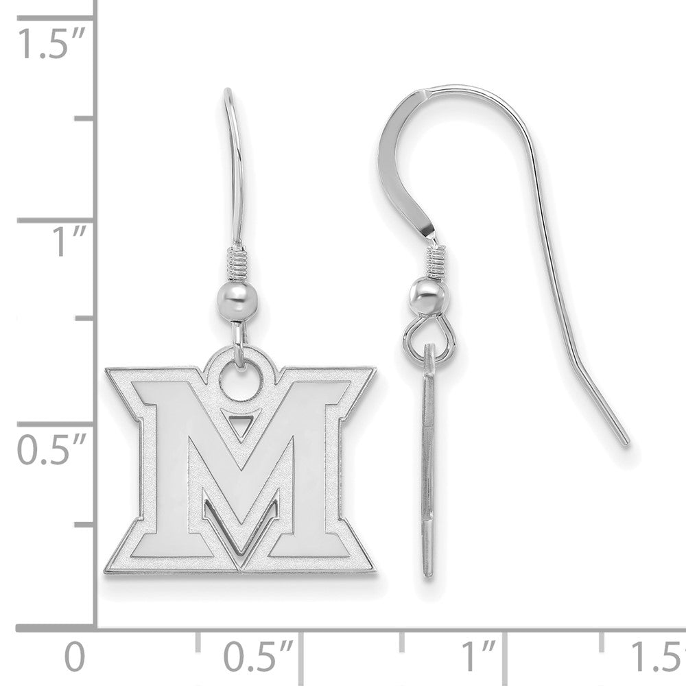 Sterling Silver Rhodium Plated Logoart Miami University Ohio Letter M Small Dangle Wire Earrings