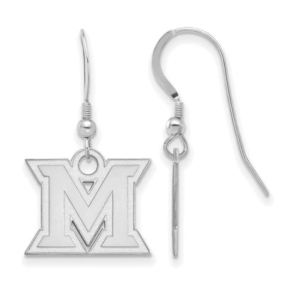 Sterling Silver Rhodium Plated Logoart Miami University Ohio Letter M Small Dangle Wire Earrings