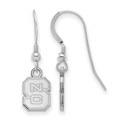 Sterling Silver Rhodium Plated Logoart North Carolina State University N C S Extra Small Dangle Wire Earrings