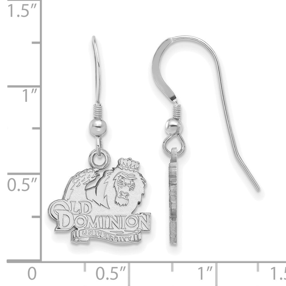 Sterling Silver Rhodium Plated Logoart Old Dominion University Small Dangle Wire Earrings