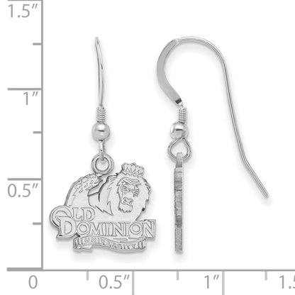 Sterling Silver Rhodium Plated Logoart Old Dominion University Small Dangle Wire Earrings