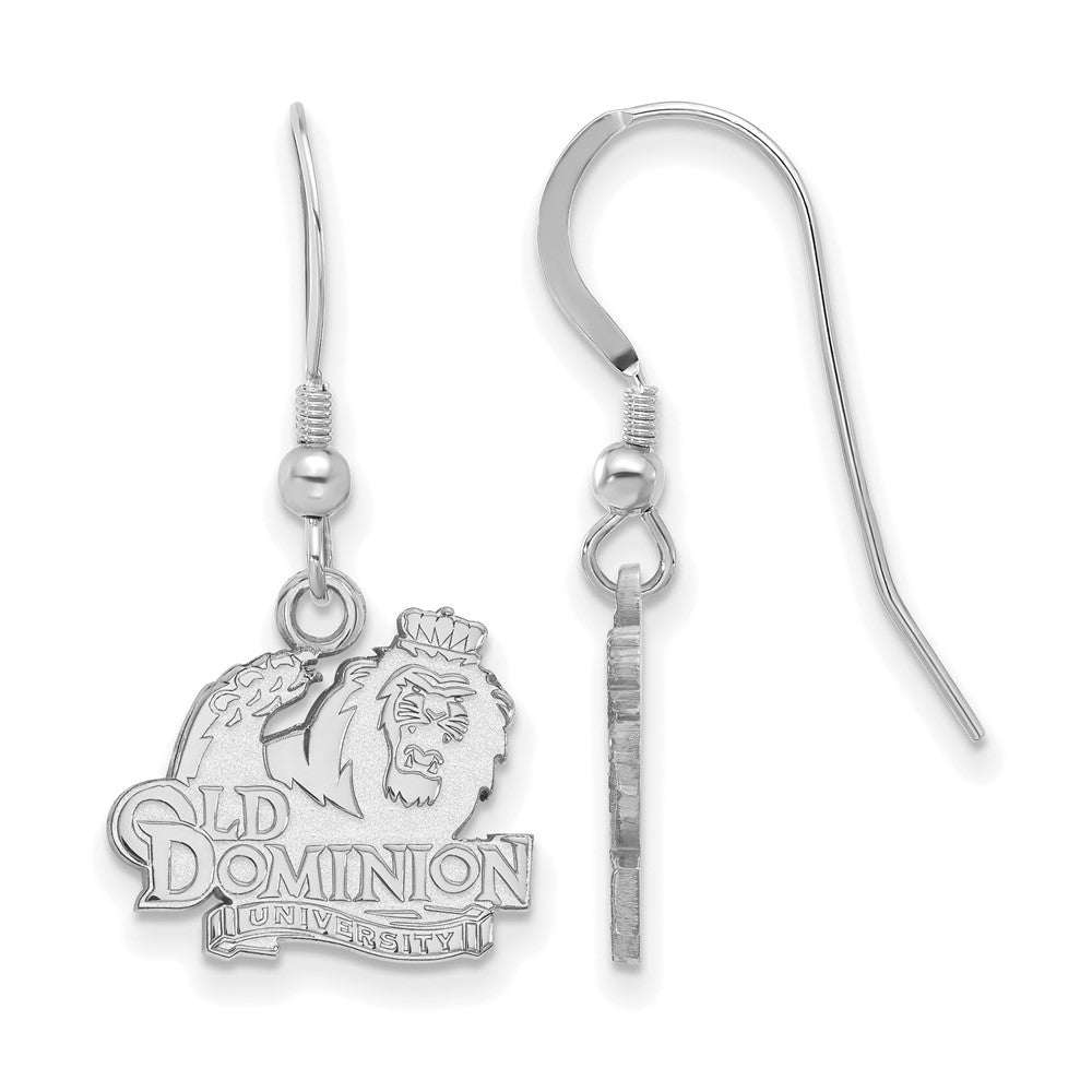 Sterling Silver Rhodium Plated Logoart Old Dominion University Small Dangle Wire Earrings