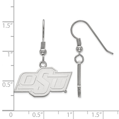 Sterling Silver Rhodium Plated Logoart Oklahoma State University O S U Small Dangle Wire Earrings