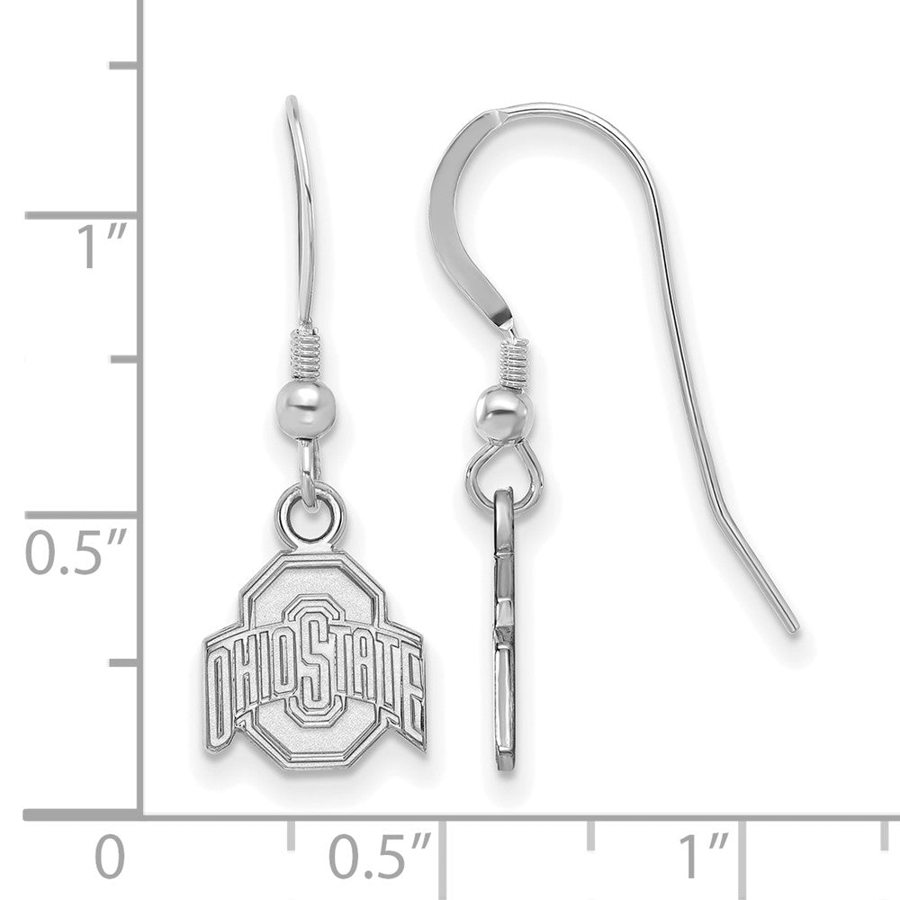 Sterling Silver Rhodium Plated Logoart The Ohio State University Extra Small Dangle Wire Earrings
