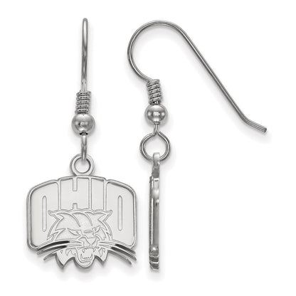 Sterling Silver Rhodium Plated Logoart Ohio University Small Dangle Wire Earrings