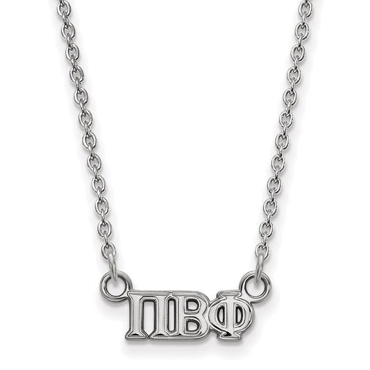 Sterling Silver Rhodium Plated Logoart Pi Beta Phi Sorority Greek Letters Extra Small Pendant 18 Inch Necklace