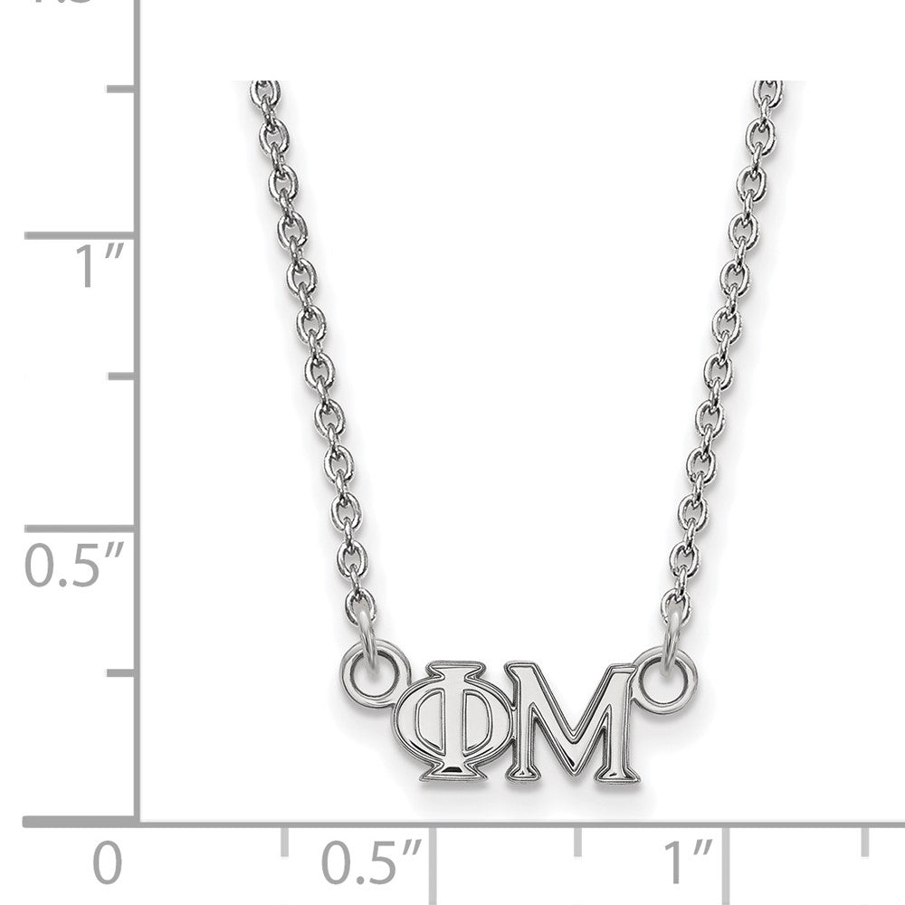 Sterling Silver Rhodium Plated Logoart Phi Mu Sorority Greek Letters Extra Small Pendant 18 Inch Necklace