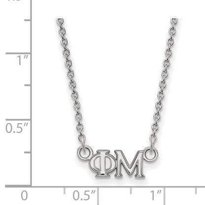 Sterling Silver Rhodium Plated Logoart Phi Mu Sorority Greek Letters Extra Small Pendant 18 Inch Necklace
