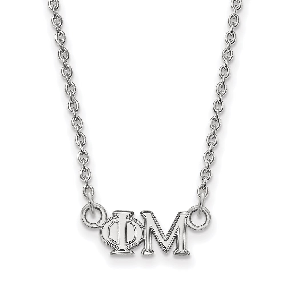 Sterling Silver Rhodium Plated Logoart Phi Mu Sorority Greek Letters Extra Small Pendant 18 Inch Necklace