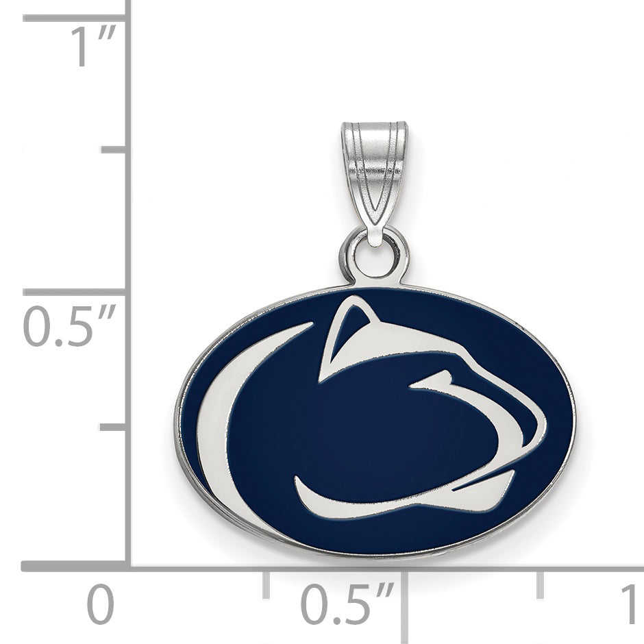 Sterling Silver Rhodium Plated Logoart Penn State University Lion Small Enameled Pendant
