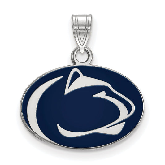 Sterling Silver Rhodium Plated Logoart Penn State University Lion Small Enameled Pendant