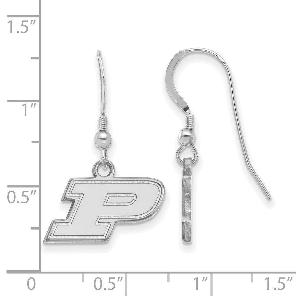Sterling Silver Rhodium Plated Logoart Purdue University Letter P Extra Small Dangle Wire Earrings