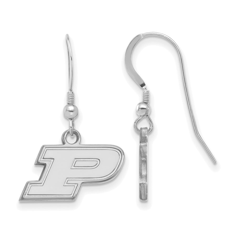 Sterling Silver Rhodium Plated Logoart Purdue University Letter P Extra Small Dangle Wire Earrings